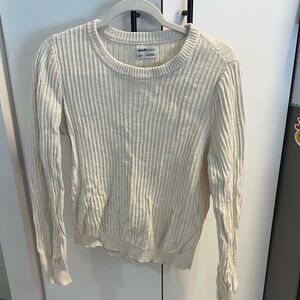 Frank & Oak Cream Ribbed Sweater